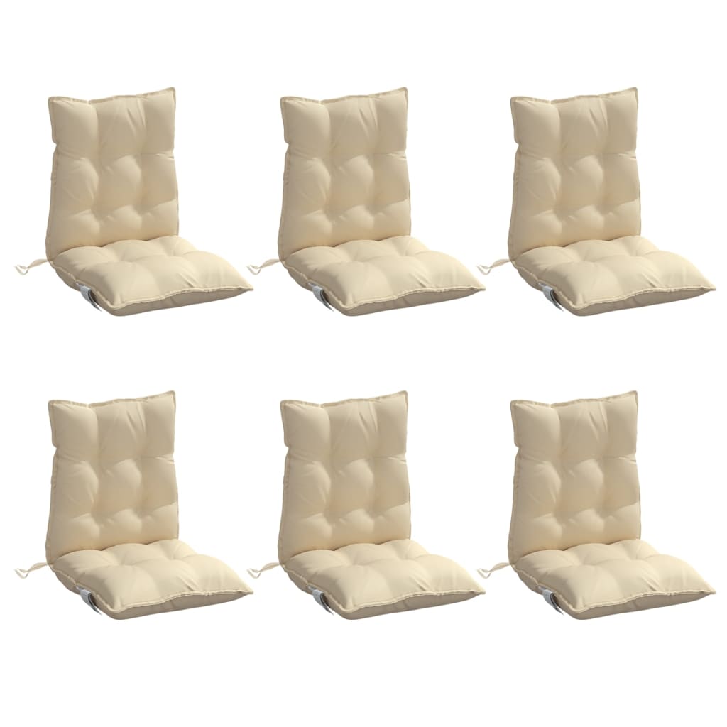 VidaXL Stuhlkissen 6er-Set, niedrige Rückenlehne, Oxford-Gewebe, Beige