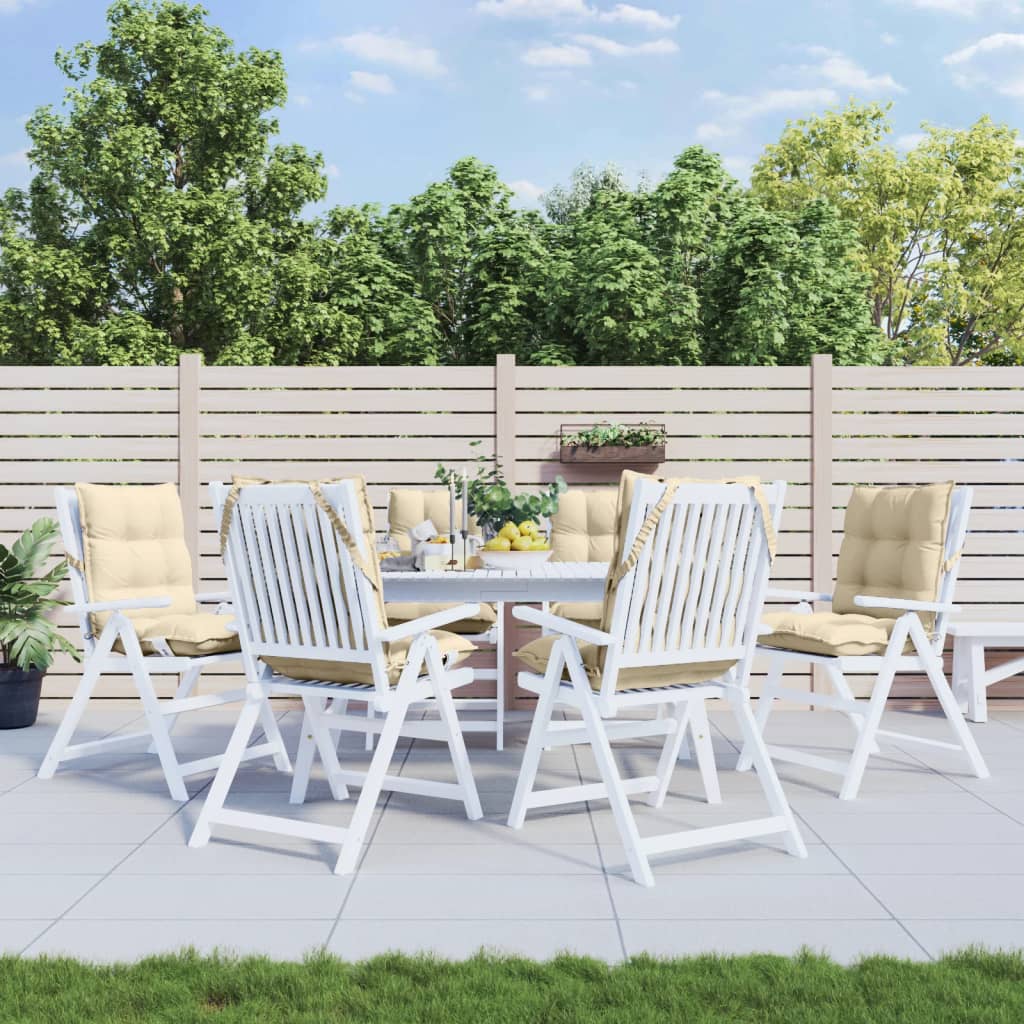 VidaXL Stuhlkissen 6er-Set, niedrige Rückenlehne, Oxford-Gewebe, Beige