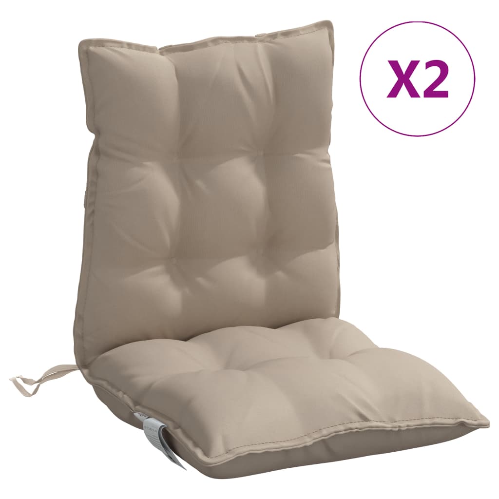 VidaXL Stuhlkissen, 2 Stück, niedrige Rückenlehne, Oxford-Gewebe, Taupe