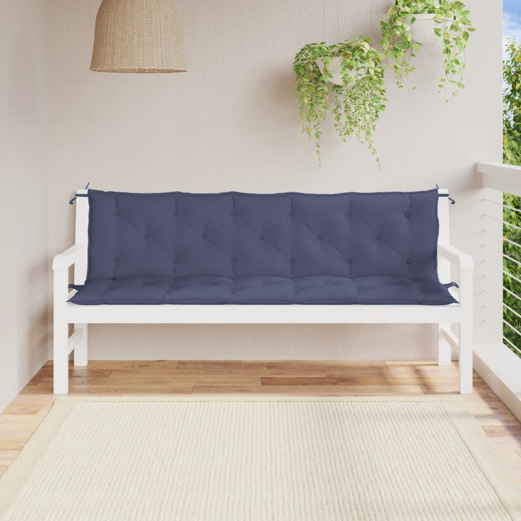 VidaXL Gartenbank Kissen 2 Stück 180x50x7 cm Oxford Stoff Marine Blau