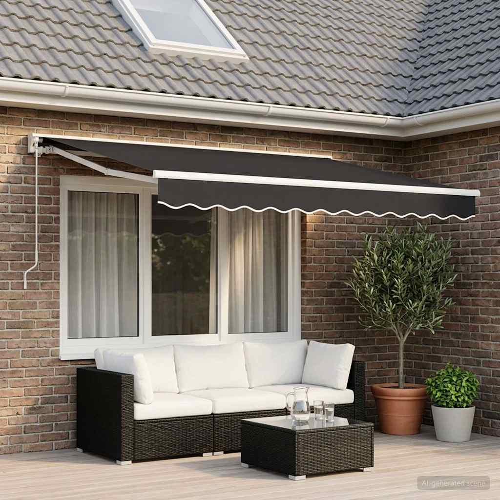 VidaXL Ersatz-Markisenrockstoff, gestreift, 3,5 m, Anthrazit