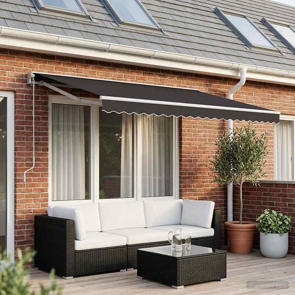 Vidaxl vervangingsdoek voor luifelrok gestreept 600 cm antracietkleurig