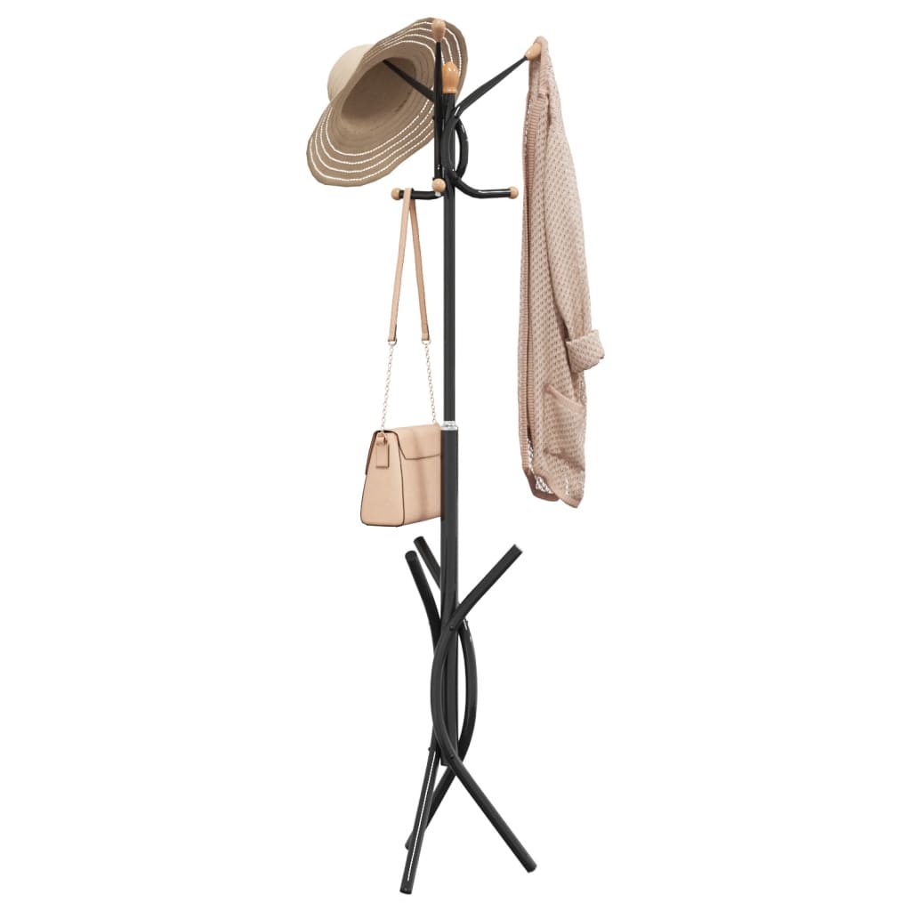 VidaXL Garderobenständer 176 cm, pulverbeschichtetes Eisen, Schwarz