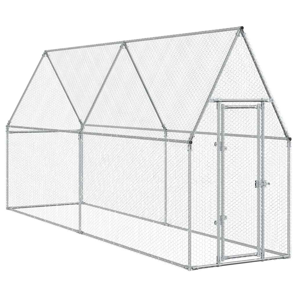 Vidaxl kippenhok 400x100x190 cm gegalvaniseerd staal zilverkleurig