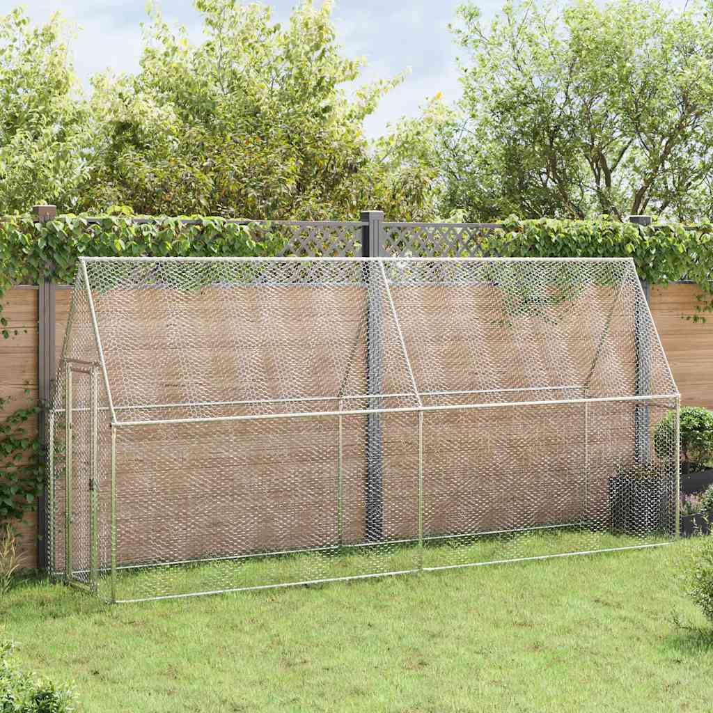Vidaxl kippenhok 400x100x190 cm gegalvaniseerd staal zilverkleurig