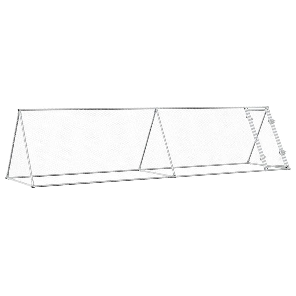 VidaXL Hühnerstall 400x105x91 cm, verzinkter Stahl, silberfarben