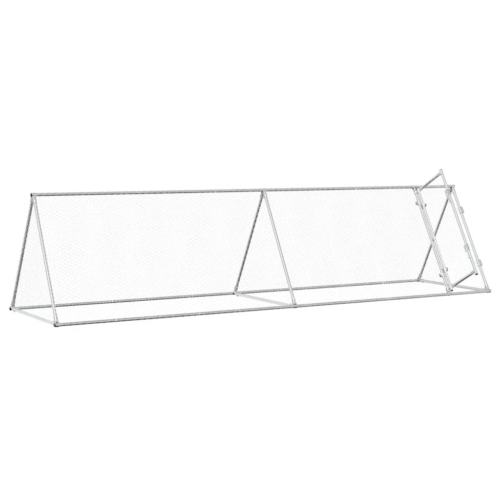 VidaXL Hühnerstall 400x105x91 cm, verzinkter Stahl, silberfarben