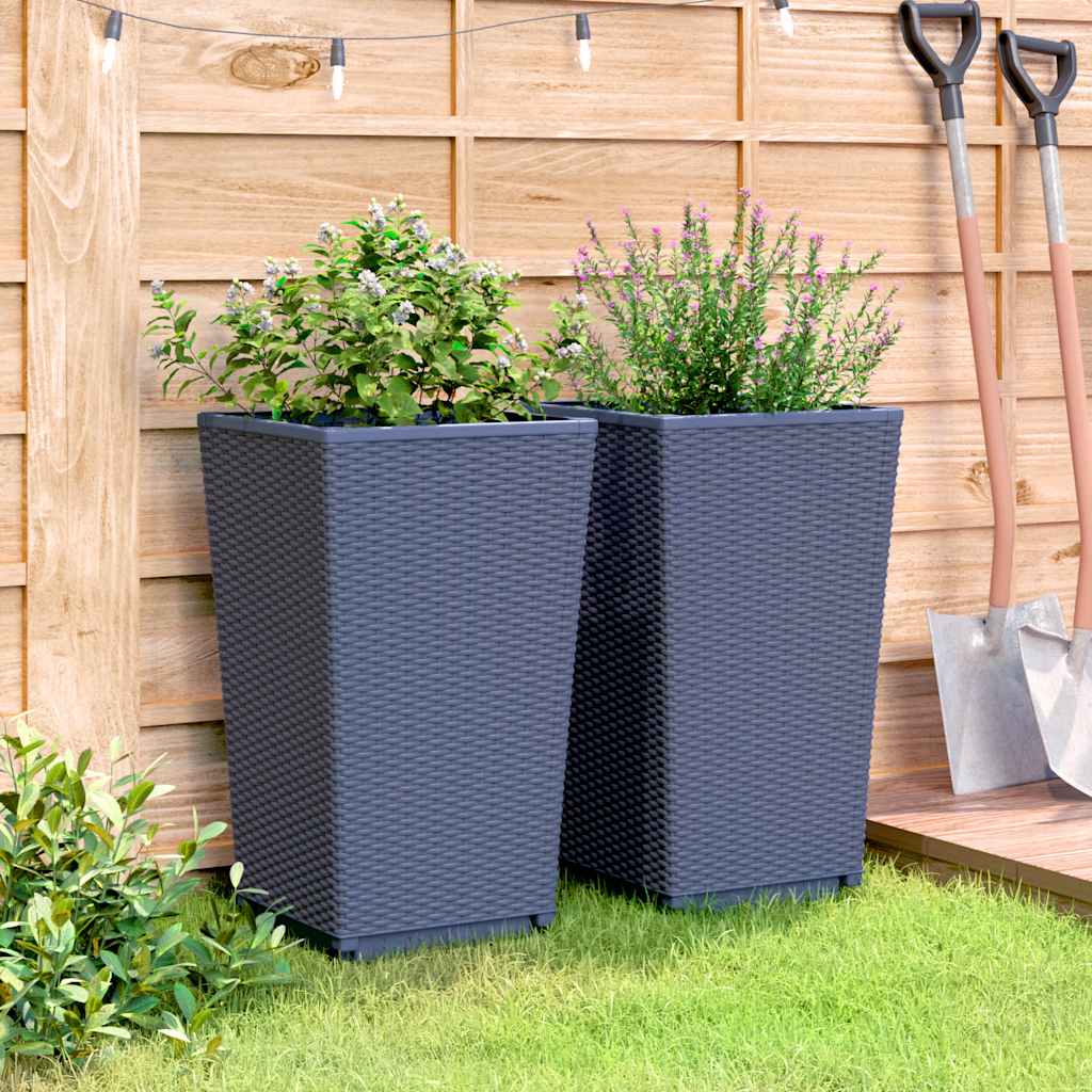 VIDAXL -Pflanzer 2 ST 32,5x32,5x57 cm Polypropengrau