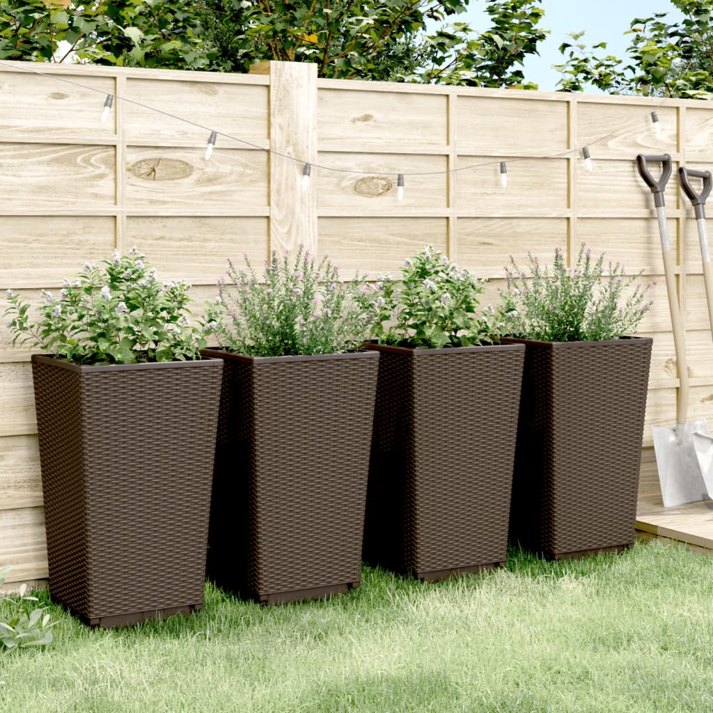 VIDAXL -Pflanzer 4 ST 32,5x32,5x57 cm Polypropenbraun