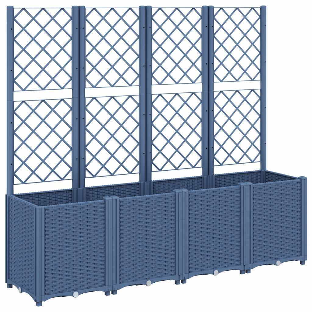 Vidaxl plantenbak met latwerk 160x40x140 cm polypropeen blauwgrijs