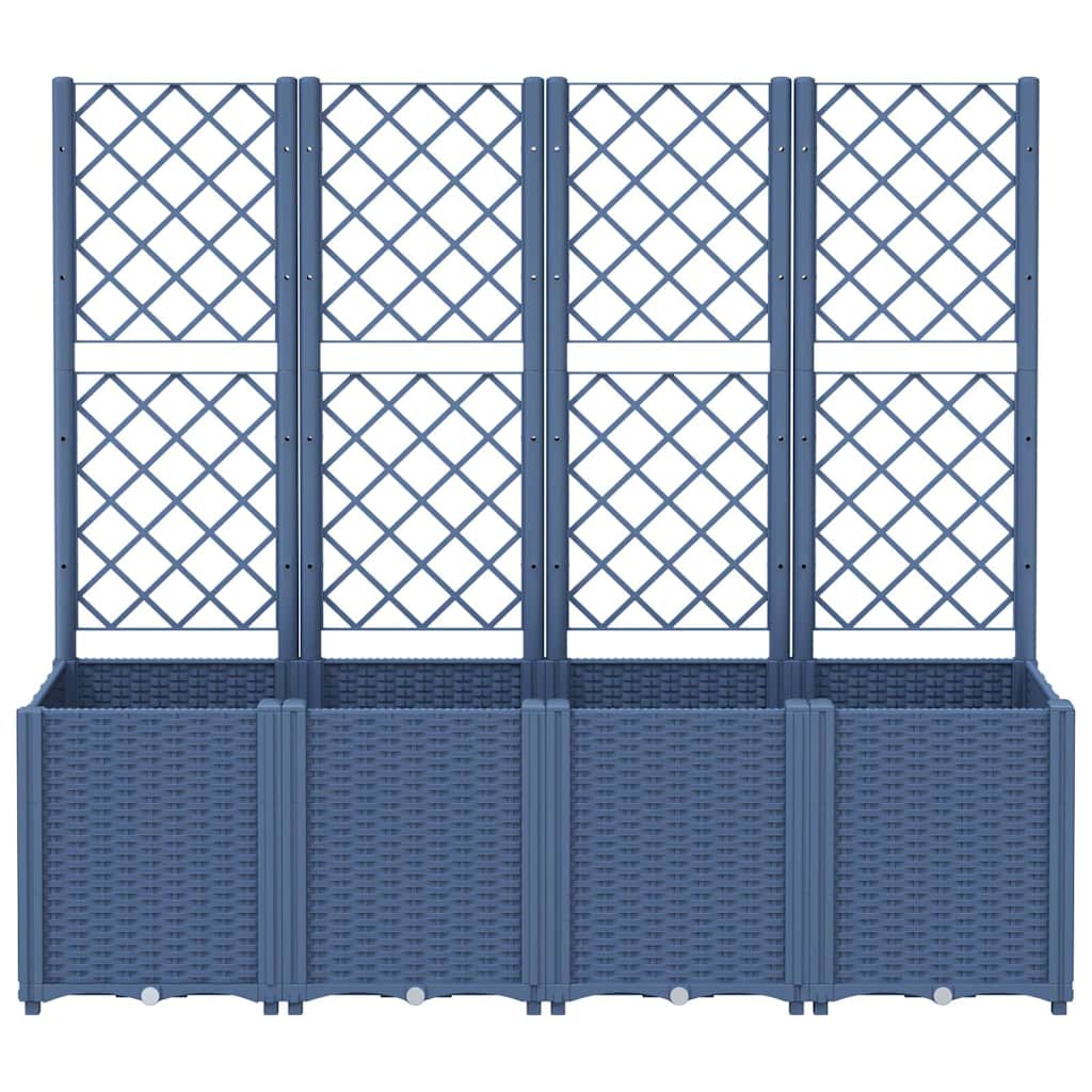 Vidaxl plantenbak met latwerk 160x40x140 cm polypropeen blauwgrijs