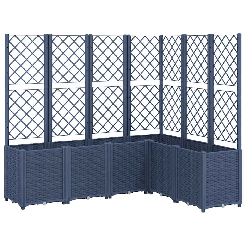 Vidaxl plantenbak met latwerk 160x120x140 cm polypropeen blauwgrijs