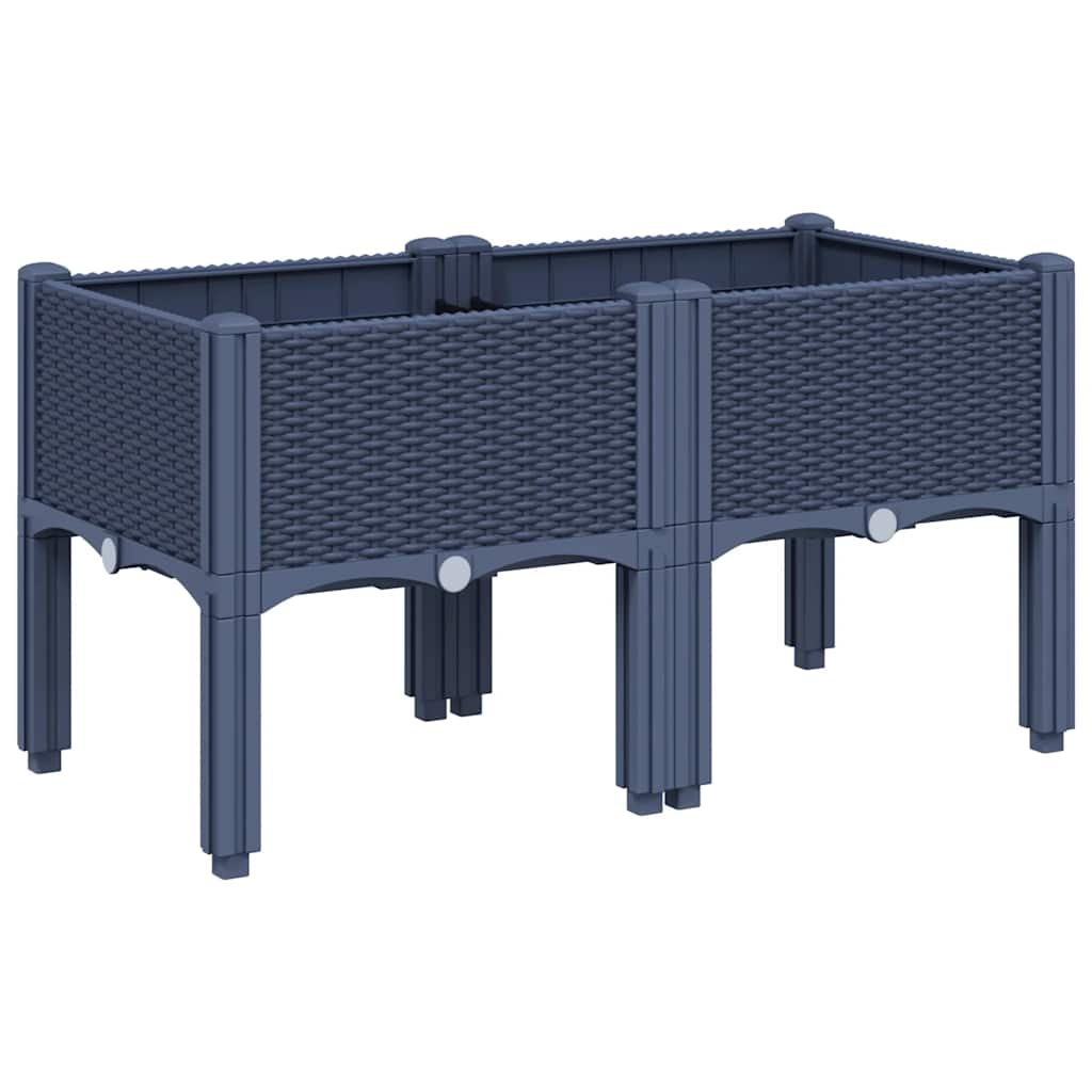 VidaXL Pflanzkübel mit Füßen 80x40x42 cm Polypropylen Blau-Grau