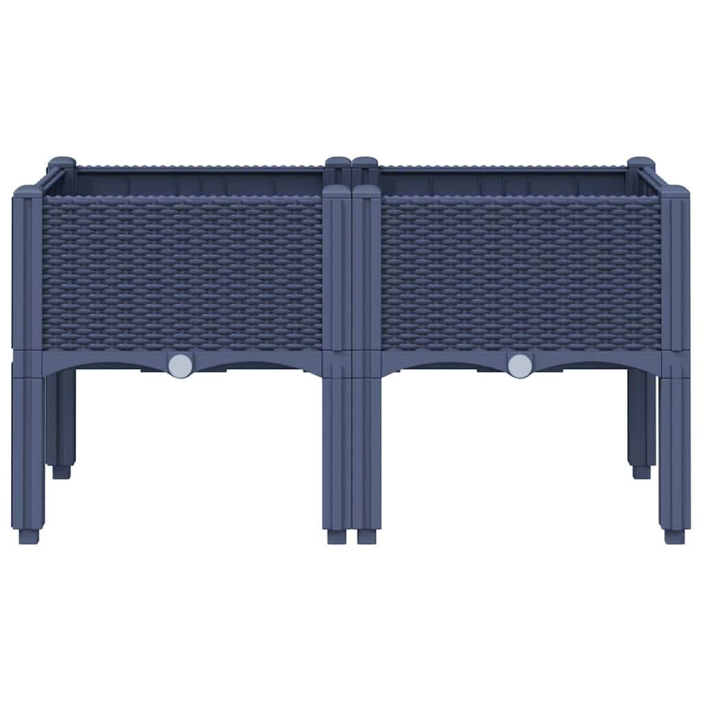 VidaXL Pflanzkübel mit Füßen 80x40x42 cm Polypropylen Blau-Grau