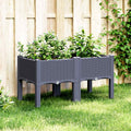 VidaXL Pflanzkübel mit Füßen 80x40x42 cm Polypropylen Blau-Grau