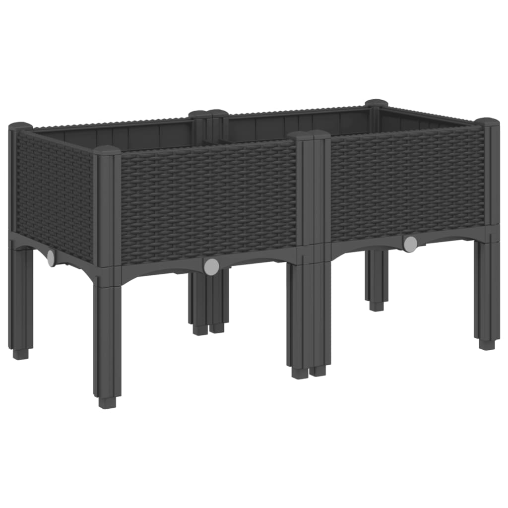 VidaXL Pflanzkübel mit Füßen 80x40x42 cm Polypropylen Schwarz
