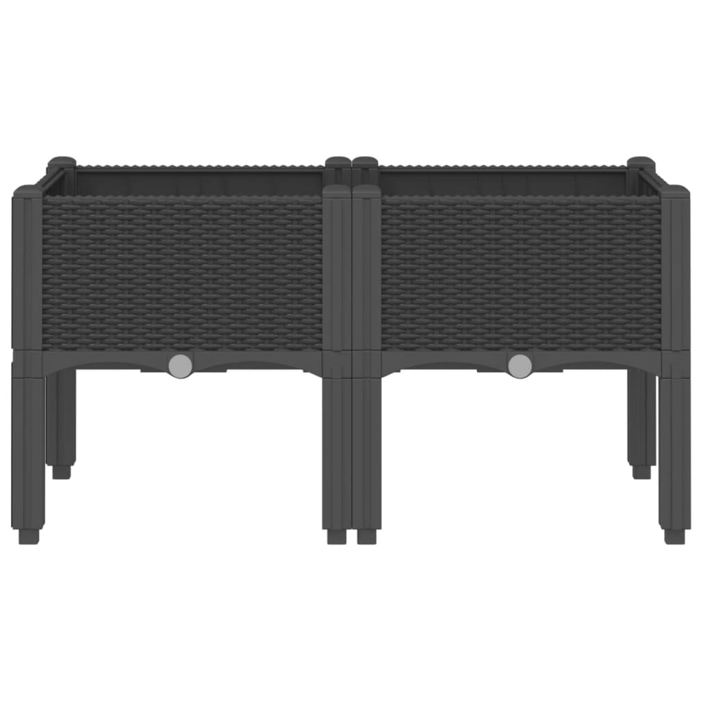 VidaXL Pflanzkübel mit Füßen 80x40x42 cm Polypropylen Schwarz
