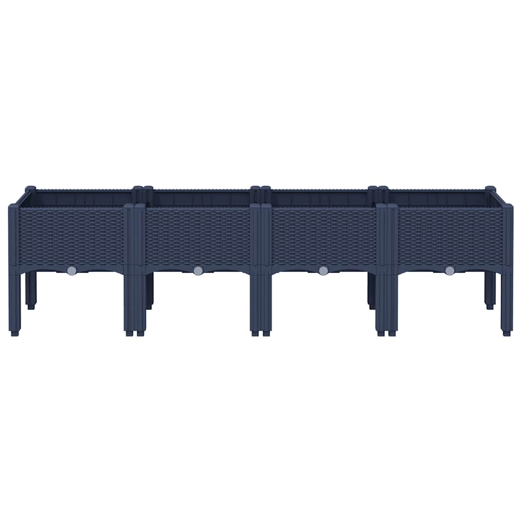 Vidaxl plantenbak met poten 160x40x42 cm polypropeen blauwgrijs
