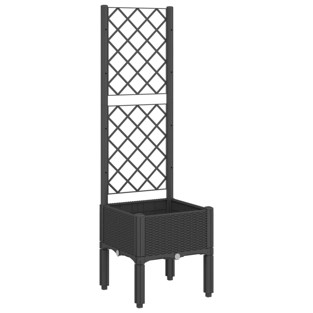 VidaXL Pflanzkübel mit Rankgitter 40x40x142 cm Polypropylen Schwarz