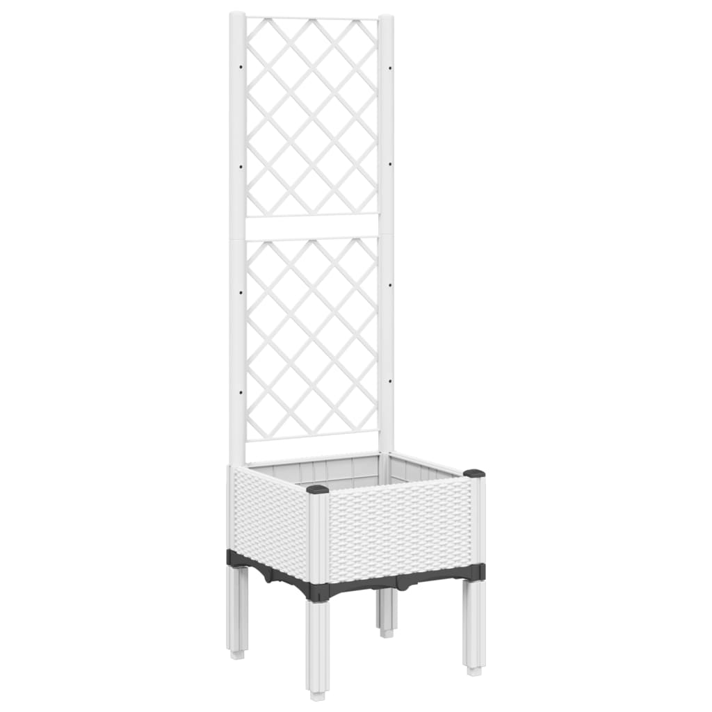 VidaXL Pflanzkübel mit Rankgitter 40x40x142 cm Polypropylen Weiß