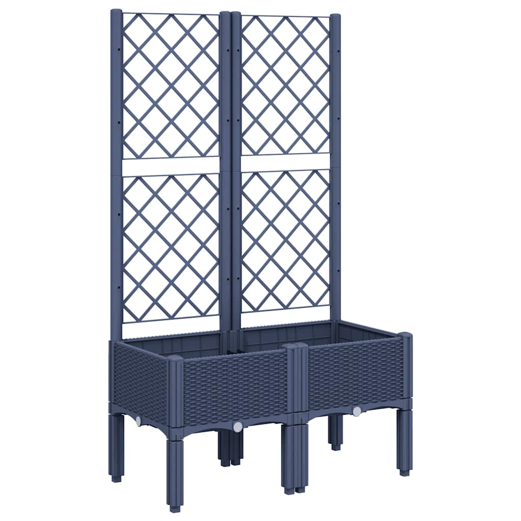 Vidaxl plantenbak met latwerk 80x40x142 cm polypropeen blauwgrijs