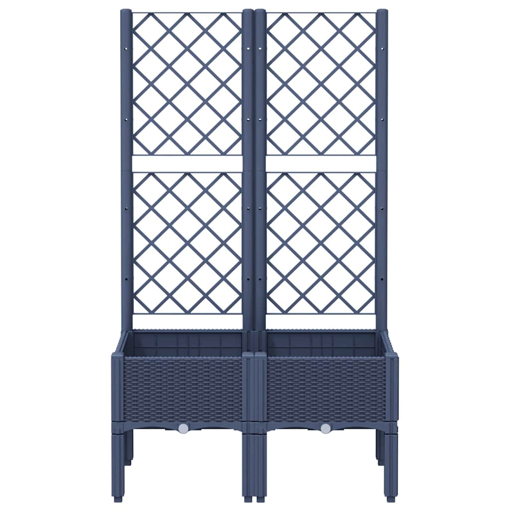 Vidaxl plantenbak met latwerk 80x40x142 cm polypropeen blauwgrijs