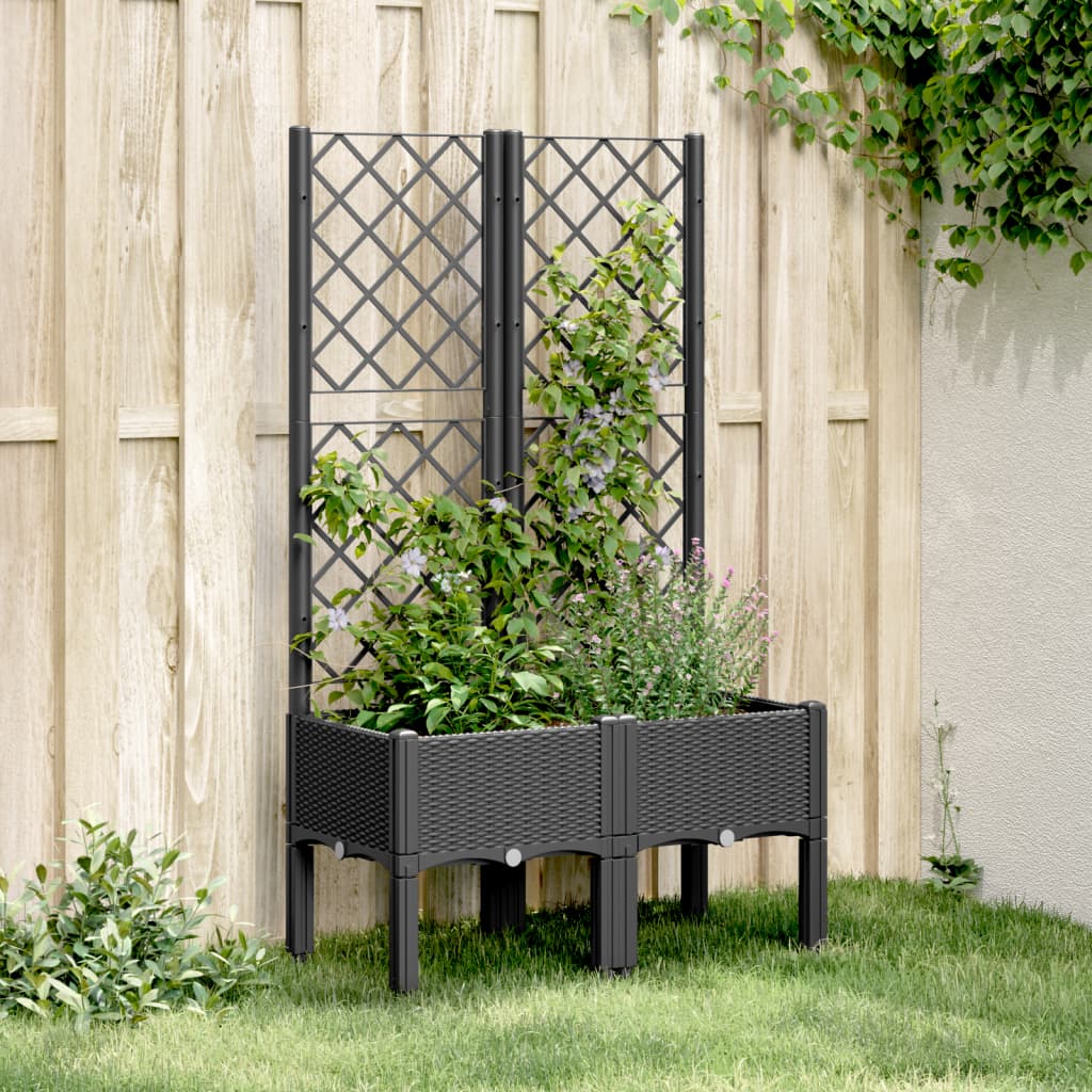 Vidaxxl -Pflanzer mit Spalier 80x40x142 cm Polypropen Schwarz