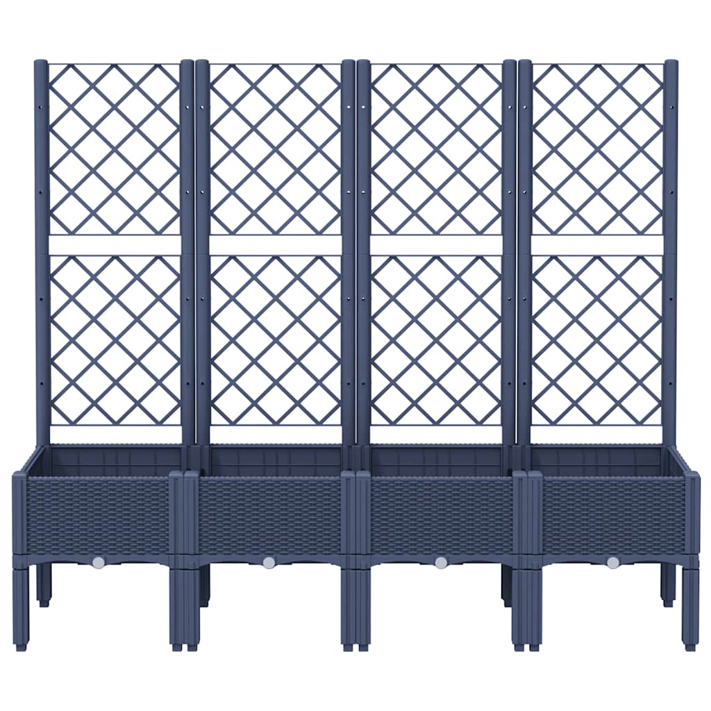 Vidaxl plantenbak met latwerk 160x40x142 cm polypropeen blauwgrijs