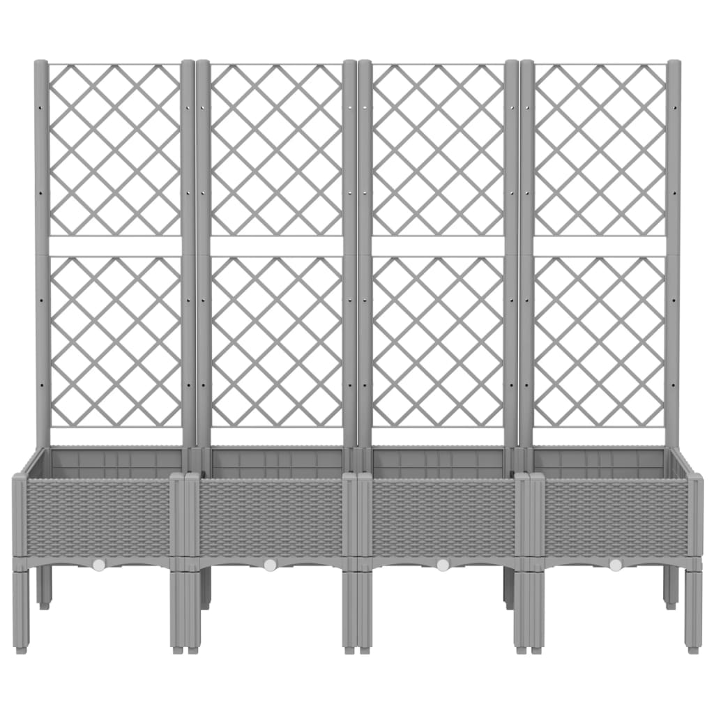 Vidaxl plantenbak met latwerk 160x40x142 cm polypropeen lichtgrijs