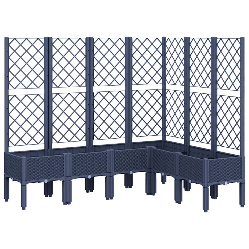 Vidaxl plantenbak met latwerk 160x120x142 cm polypropeen blauwgrijs