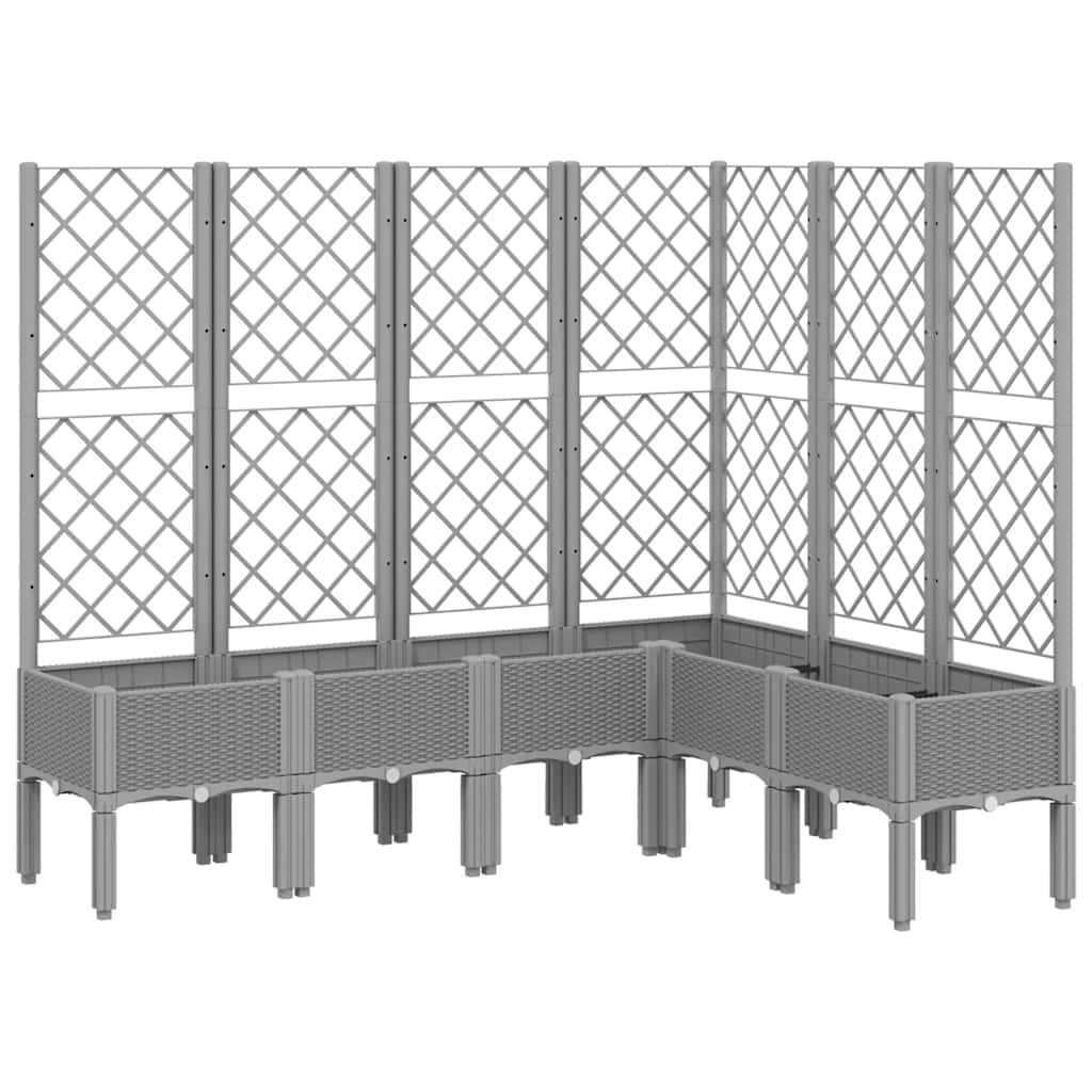 Vidaxl plantenbak met latwerk 160x120x142 cm polypropeen lichtgrijs