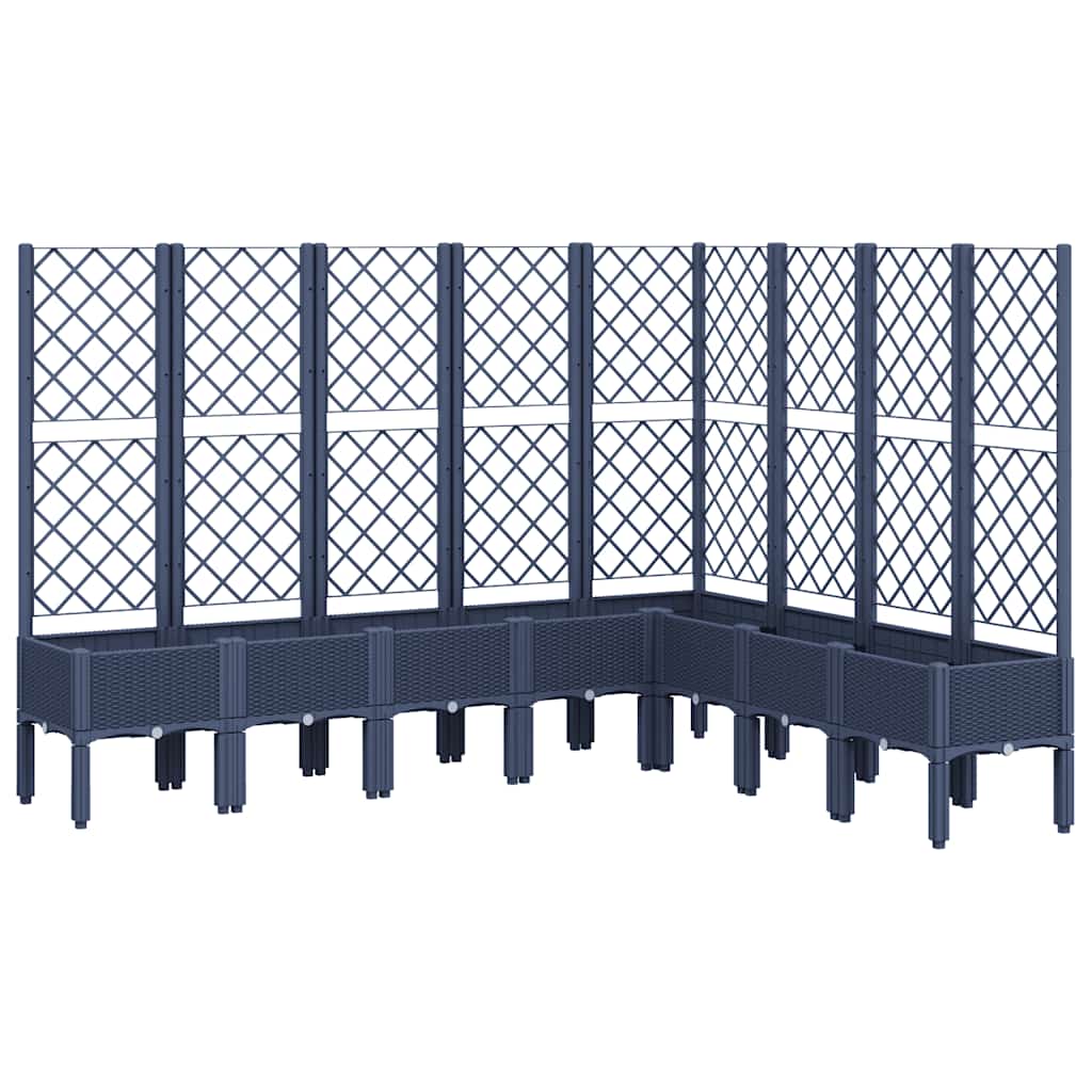 Vidaxl plantenbak met latwerk 200x160x142 cm polypropeen blauwgrijs