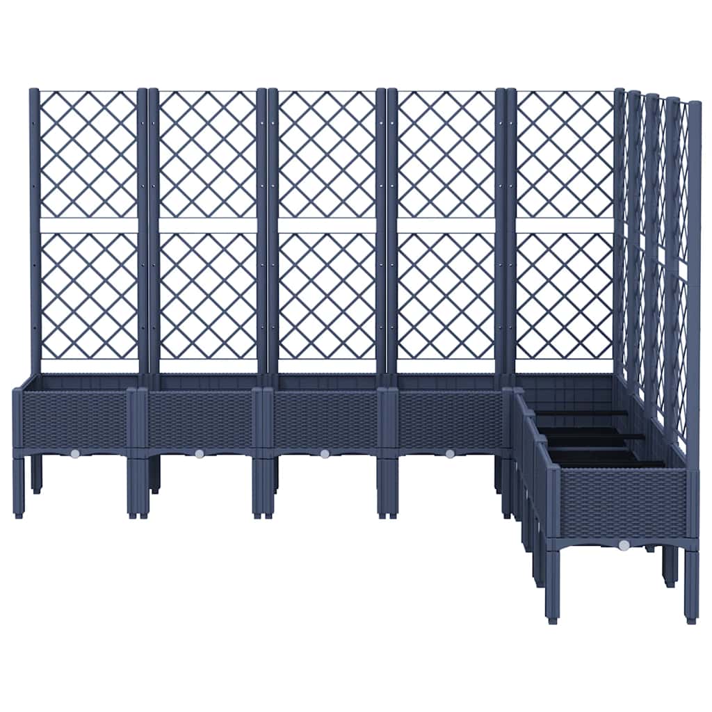 Vidaxl plantenbak met latwerk 200x160x142 cm polypropeen blauwgrijs