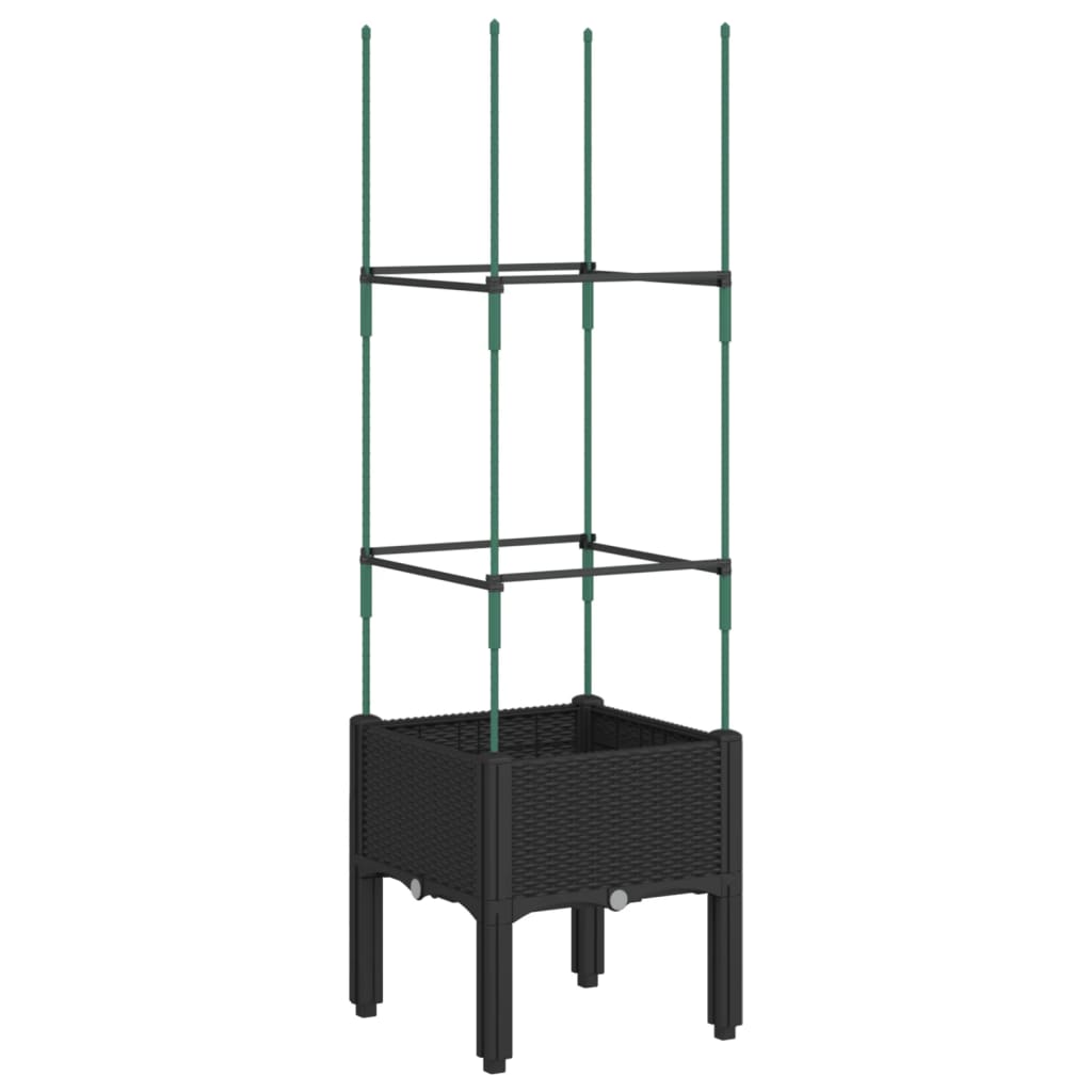 VidaXL Pflanzkübel mit Rankgitter 40x40x142,5 cm Polypropylen Schwarz