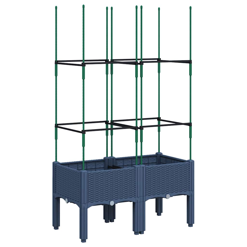 Vidaxl plantenbak met latwerk 80x40x142,5 cm polypropeen blauwgrijs