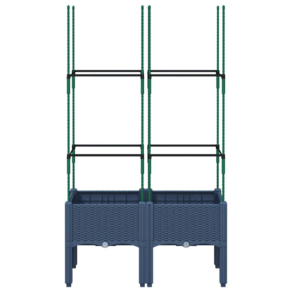 Vidaxl plantenbak met latwerk 80x40x142,5 cm polypropeen blauwgrijs