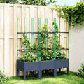 Vidaxl plantenbak met latwerk 120x40x142,5 cm polypropeen blauwgrijs