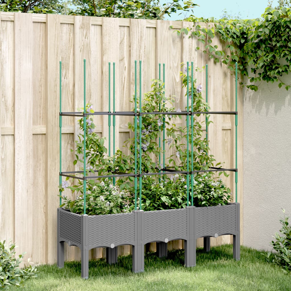 VIDAXL -Planzer mit Latwerk 120 x 40 x 142,5 cm Polypropylen hellgrau