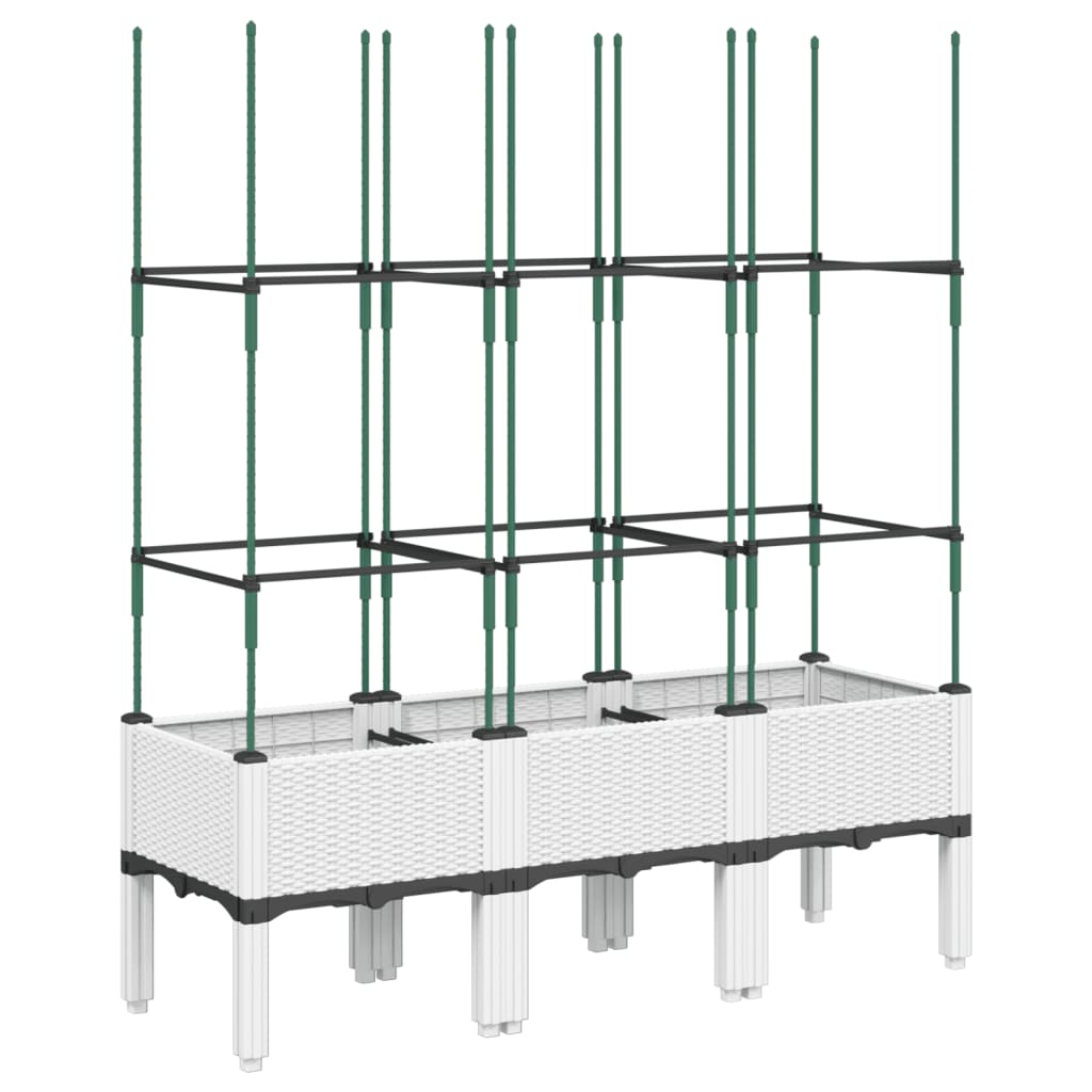 VIDAXL -Pflanzer mit Lamellenarbeit 120x40x142,5 cm Polypropylen weiß