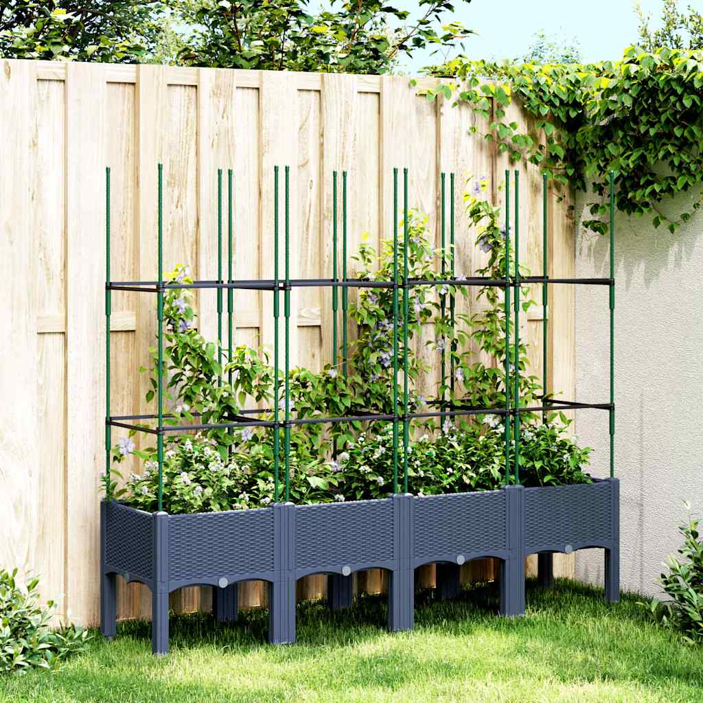 VIDAXL -Planzer mit Latwerk 160 x 40 x 142,5 cm Polypropengrau