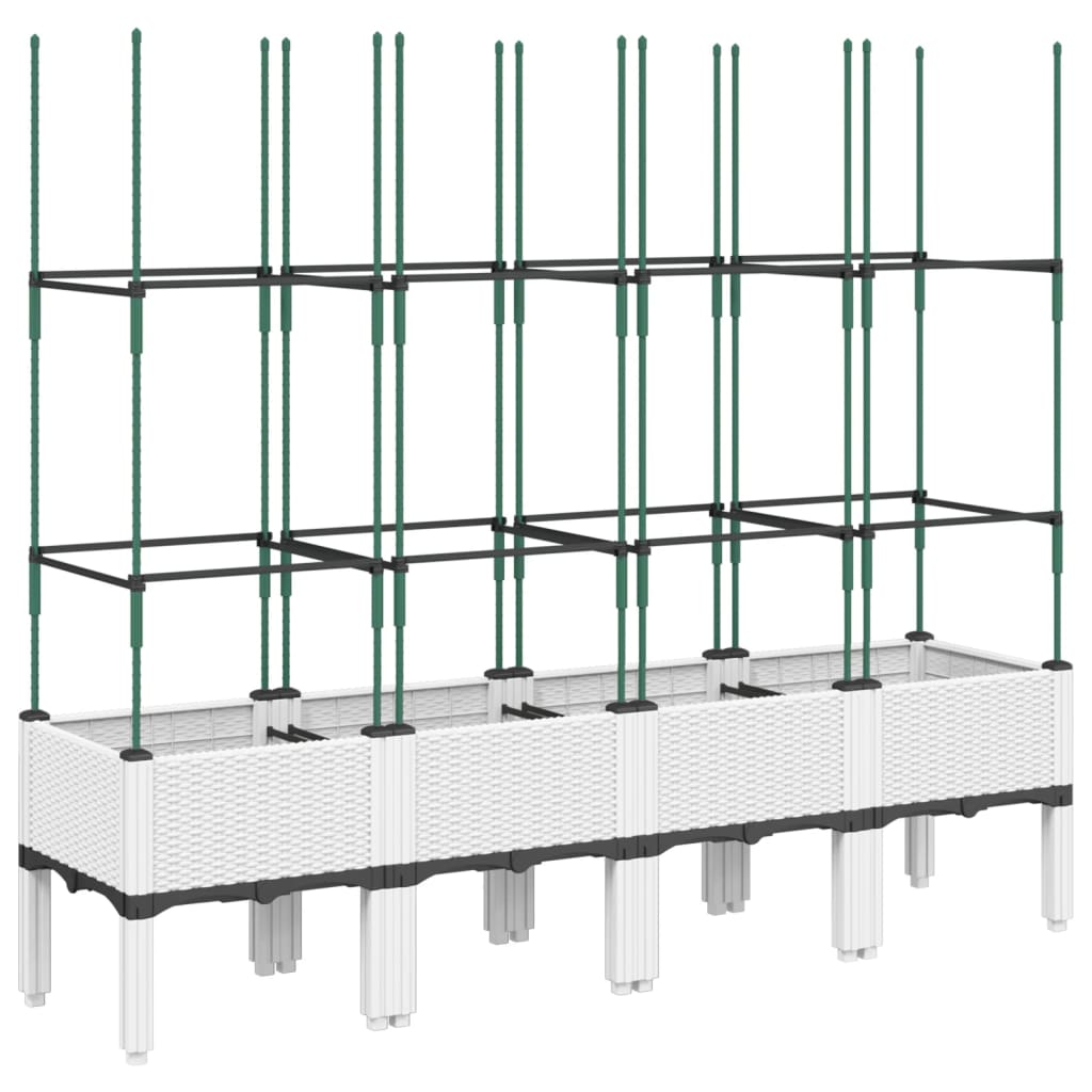 VIDAXL -Planzer mit Rankgitter 160 x 40 x 142,5 cm Polypropylen weiß