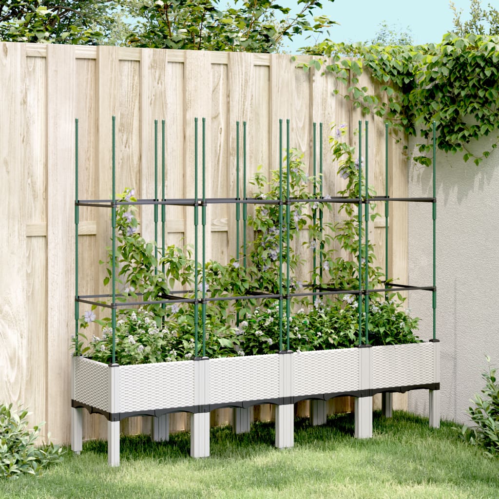 VIDAXL -Planzer mit Rankgitter 160 x 40 x 142,5 cm Polypropylen weiß