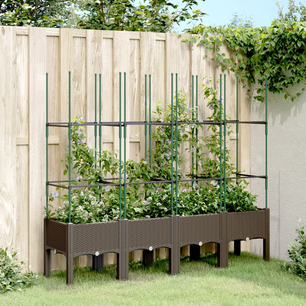 VIDAXL - Pflanzkasten mit Lattenrost 160x40x142,5 cm Polypropylen braun