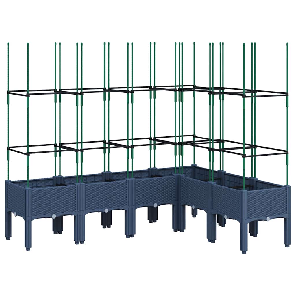 Vidaxl plantenbak met latwerk 160x120x142,5 cm polypropeen blauwgrijs