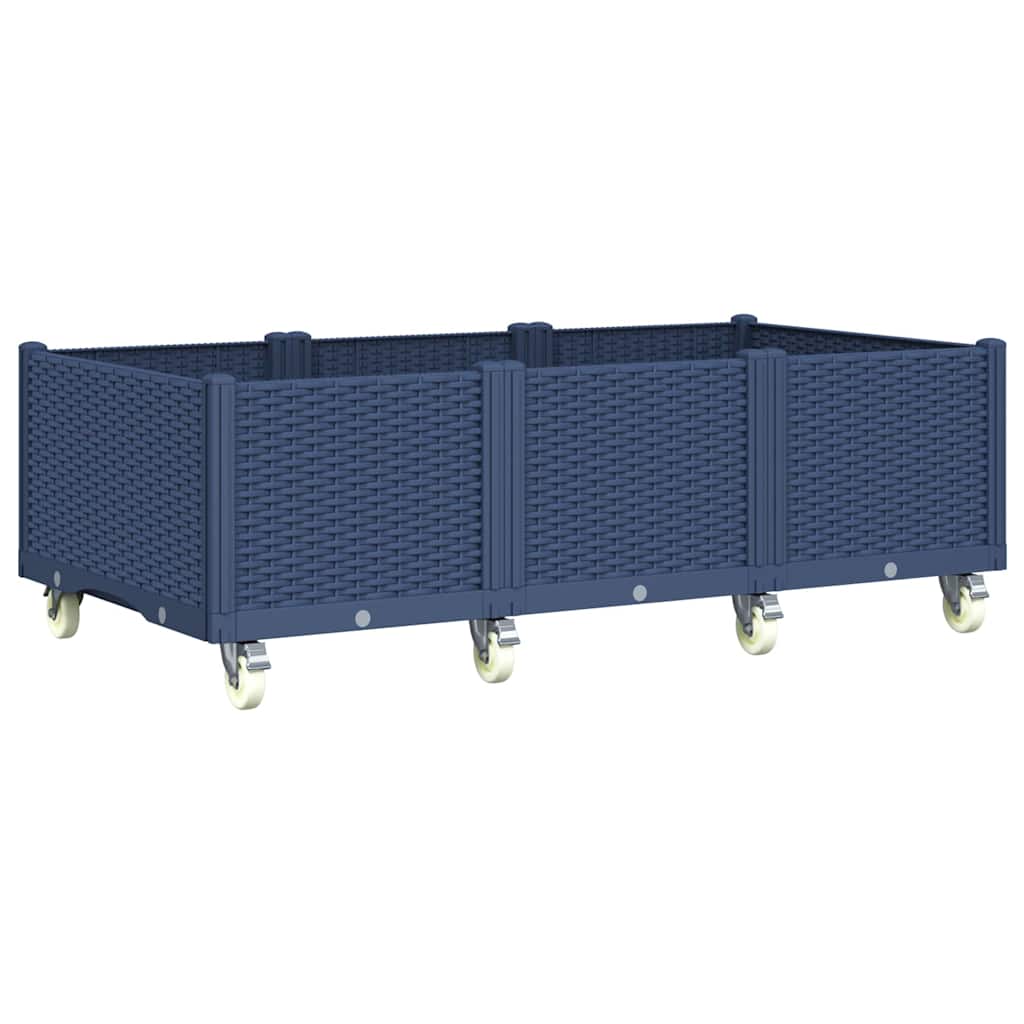 Vidaxl plantenbak met wielen 150x80x54 cm polypropeen blauwgrijs