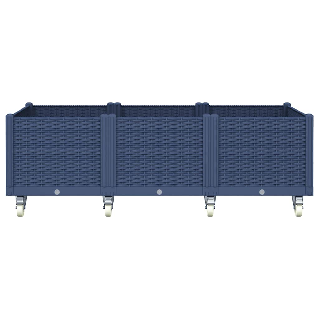 Vidaxl plantenbak met wielen 150x80x54 cm polypropeen blauwgrijs