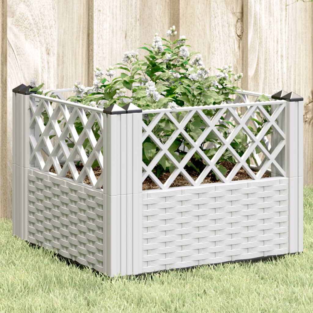 VidaXL Pflanzkübel mit Erdspießen, 43,5 x 43,5 x 43,5 cm, Polypropylen, Weiß