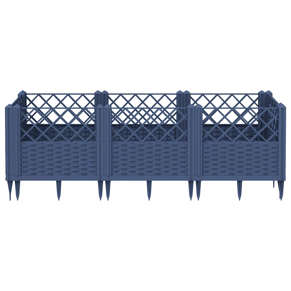 Vidaxl plantenbak met pinnen 123,5x43,5x43,5 cm polypropeen blauwgrijs