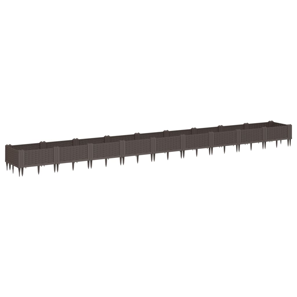 VIDAXL - Pflanzkasten mit Stiften 362,5 x 42,5 x 28,5 cm Polypropylen Braun