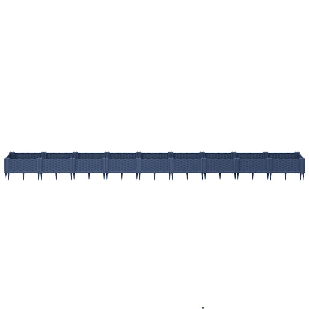 Vidaxl plantenbak met pinnen 362,5x42,5x28,5 cm polypropeen blauwgrijs